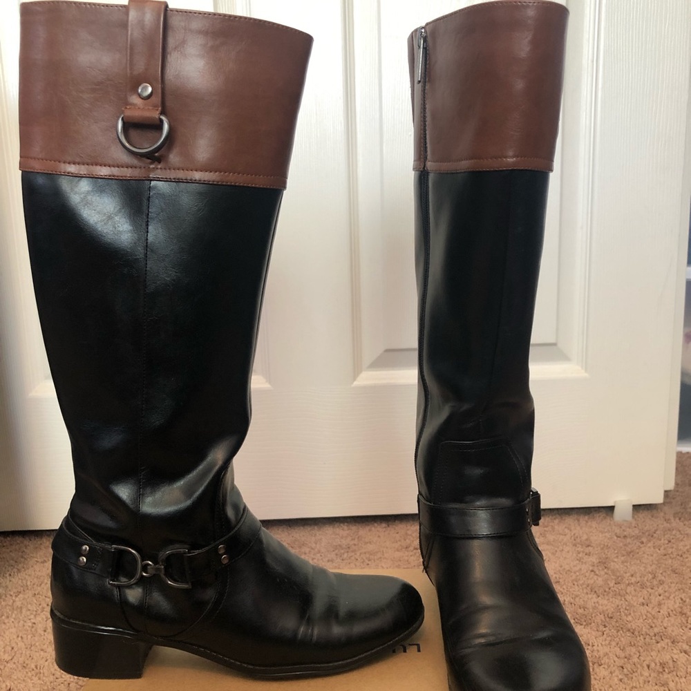 Black/Brown Leather Riding Boots